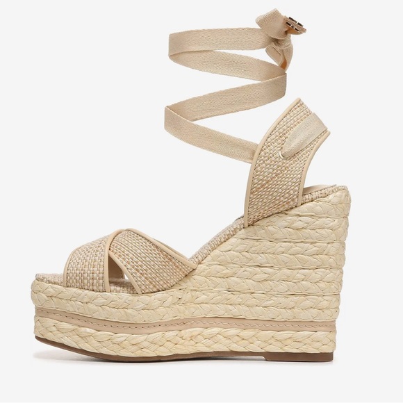 Sam Edelman Vaughn Open Toe Wedges Tan - Picture 2 of 6